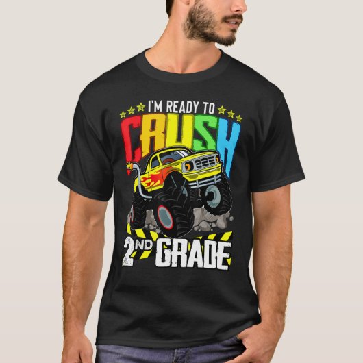 Monster Truck Ready To Crush Second Grade Back To T-shirt (Voorkant)