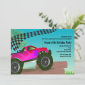 Monster Truck Red Birthday Party Kaart (Staand voorkant)