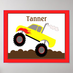 Monster Truck (Red) Gepersonaliseerd Nursery Art P Poster