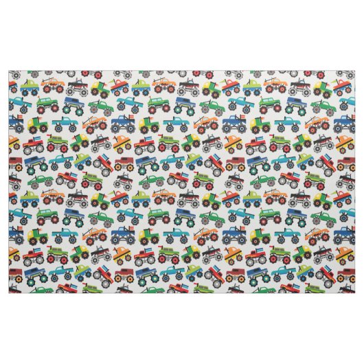 Monster Truck Repat Fabric Textile Stof (Fat Quarter)