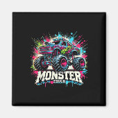 Monster Truck Retro Kleurrijke Graffiti Peuters Vo Magneet (Voorkant)