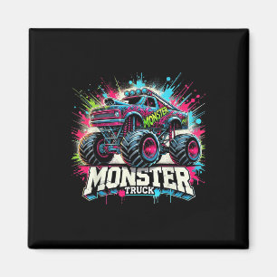 Monster Truck Retro Kleurrijke Graffiti Peuters Vo Magneet