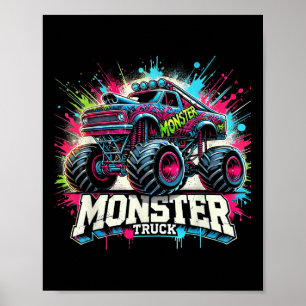 Monster Truck Retro Kleurrijke Graffiti Peuters Vo Poster