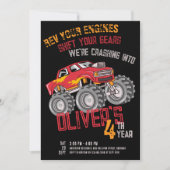 Monster Truck Rev Your Engines Birthday Party Kaart (Voorkant)
