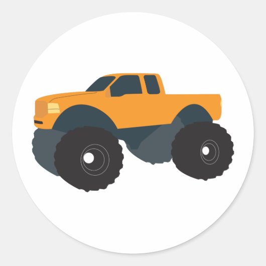 Monster Truck Ronde Sticker (Voorkant)
