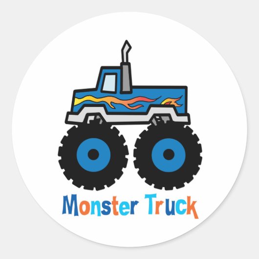 Monster Truck Ronde Sticker (Voorkant)