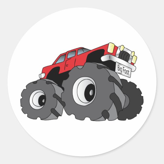 Monster Truck Ronde Sticker (Voorkant)