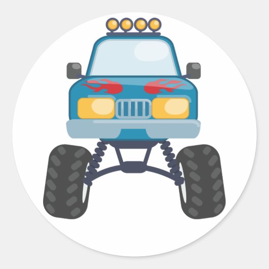 Monster Truck Ronde Sticker (Voorkant)