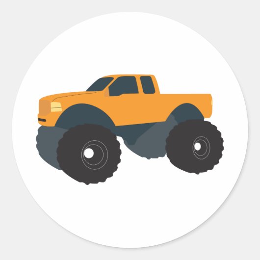 Monster Truck Ronde Sticker (Voorkant)