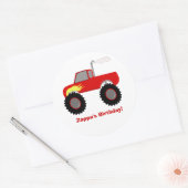 Monster Truck (rood) gepersonaliseerde ronde Stick Sticker (Envelop)