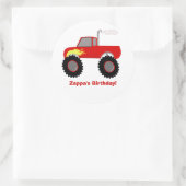 Monster Truck (rood) gepersonaliseerde ronde Stick Sticker (Tas)