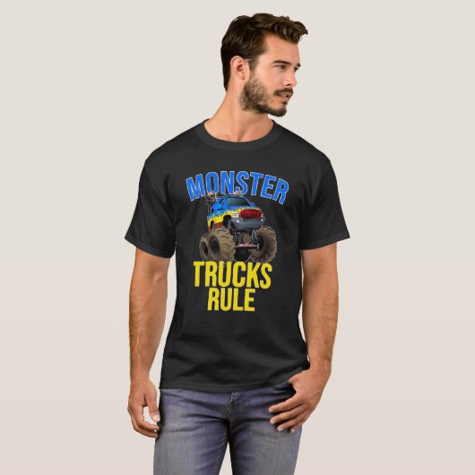 Monster Truck Rule Monster voor mannen Vrouwen Kin T-shirt (Voorkant volledig)