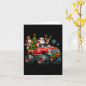 Monster Truck Santa Reindeer Kerstboom Kinder T Kaart (Gele Bloem)