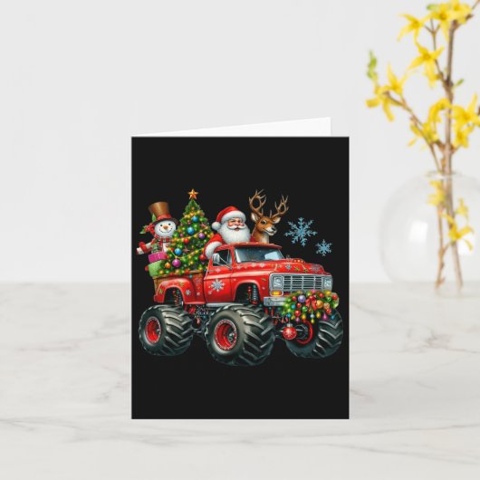 Monster Truck Santa Reindeer Kerstboom Kinder T Kaart (Gele Bloem)
