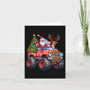Monster Truck Santa Reindeer Kerstboom Kinder T Kaart