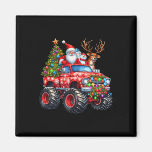 Monster Truck Santa Reindeer Kerstboom Kinder T Magneet