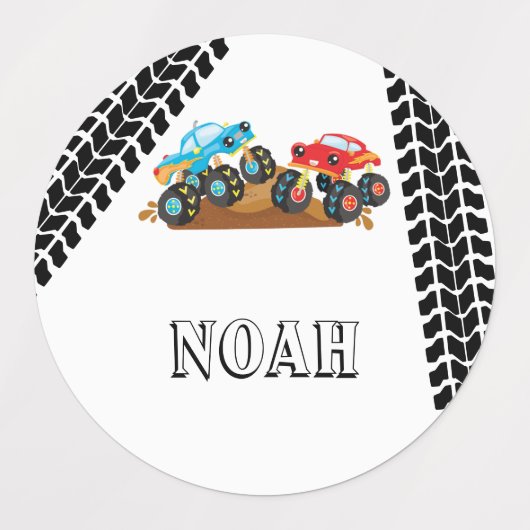 Monster Truck School Naam Labels (Design 2)