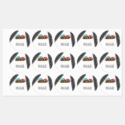 Monster Truck School Naam Labels (Vel)