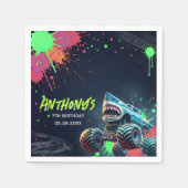 Monster Truck Shark Birthday Napkins Servet (Voorkant)