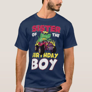 Monster Truck Sister van de Birthday Boy Dinosaur T-shirt