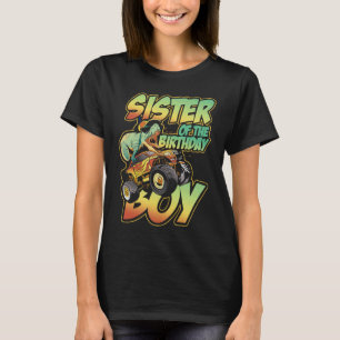 Monster Truck Sister van de Birthday Boy Dinosaur T-shirt