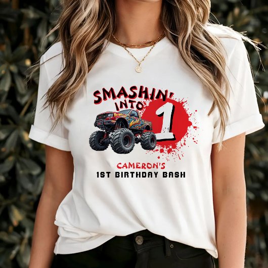 Monster Truck Smash 1e verjaardag ouders T-shirt