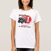 Monster Truck Smash 1e verjaardag ouders T-shirt (Voorkant)