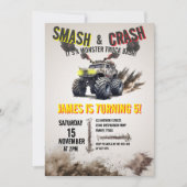 Monster Truck SMASH & CRASH Bash Verjaardagsfeestj Kaart (Voorkant)