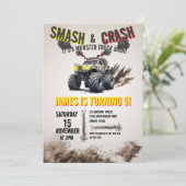 Monster Truck SMASH & CRASH Bash Verjaardagsfeestj Kaart (Staand voorkant)