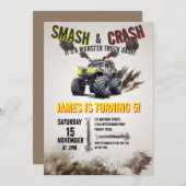 Monster Truck SMASH & CRASH Bash Verjaardagsfeestj Kaart (Voorkant / Achterkant)