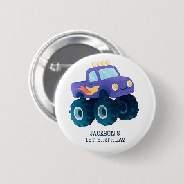 Monster Truck Smash en Crash Verjaardag Ronde Button 5,7 Cm