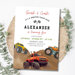 Monster Truck Smash Verjaardag Racen Auto Jongens Kaart