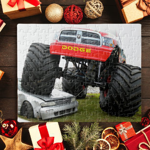 Monster Truck Smashing Car Legpuzzel