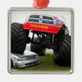 Monster Truck Smashing Car Metalen Ornament (Voorkant)