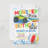 Monster Truck Splash Birthday Bash nodigt uit Kaart (Voorkant)