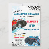 Monster Truck Splash Birthday Bash Party Kaart (Voorkant)