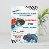 Monster Truck Splash Birthday Bash Party Kaart (Staand voorkant)