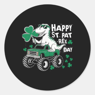 Monster Truck St Patricks Day Dinosaur Happy St Pa Ronde Sticker