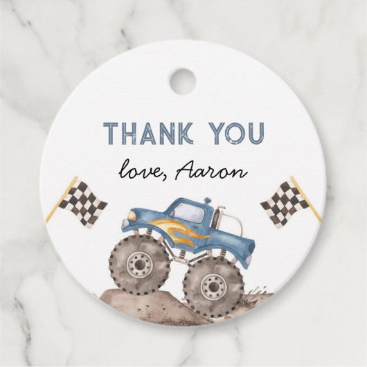 Monster Truck, start je motor Bedankjes Labels (Voorkant)