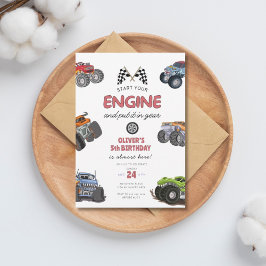 Monster truck, start your engine boy 5th birthday kaart