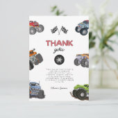 Monster truck, start your engine boy birthday  bedankkaart (Staand voorkant)