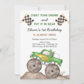 Monster Truck, Start Your Engine Boys 1st Birthday Kaart (Voorkant)