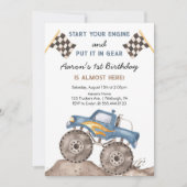 Monster Truck, Start Your Engine Boys 1st Birthday Kaart (Voorkant)