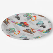 Monster Truck Stunts Waterverf Pattern Grey Papieren Bordje (Gekanteld)