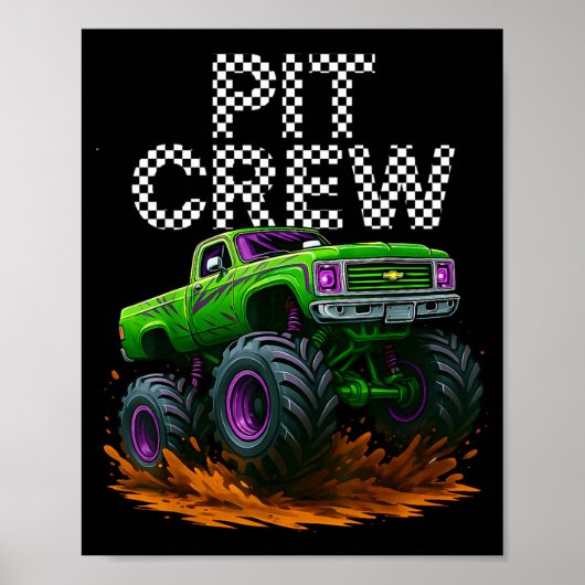 Monster Truck T Crew Family Matching Birthday Part Poster (Voorkant)