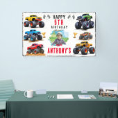 Monster Truck Team Verjaardagsfeestje Uitnodiging Spandoek (Beurs)