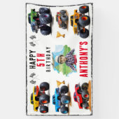 Monster Truck Team Verjaardagsfeestje Uitnodiging Spandoek (Verticaal)