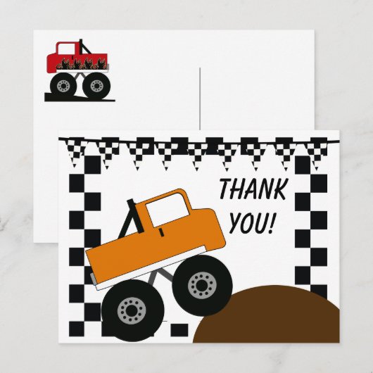 Monster Truck Thank You Postcard Briefkaart (Voorkant / Achterkant)