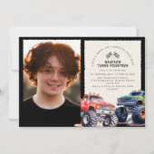 Monster Truck Thema Foto Verjaardagsfeest Kaart (Voorkant)