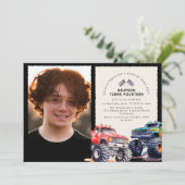 Monster Truck Thema Foto Verjaardagsfeest Kaart (Staand voorkant)